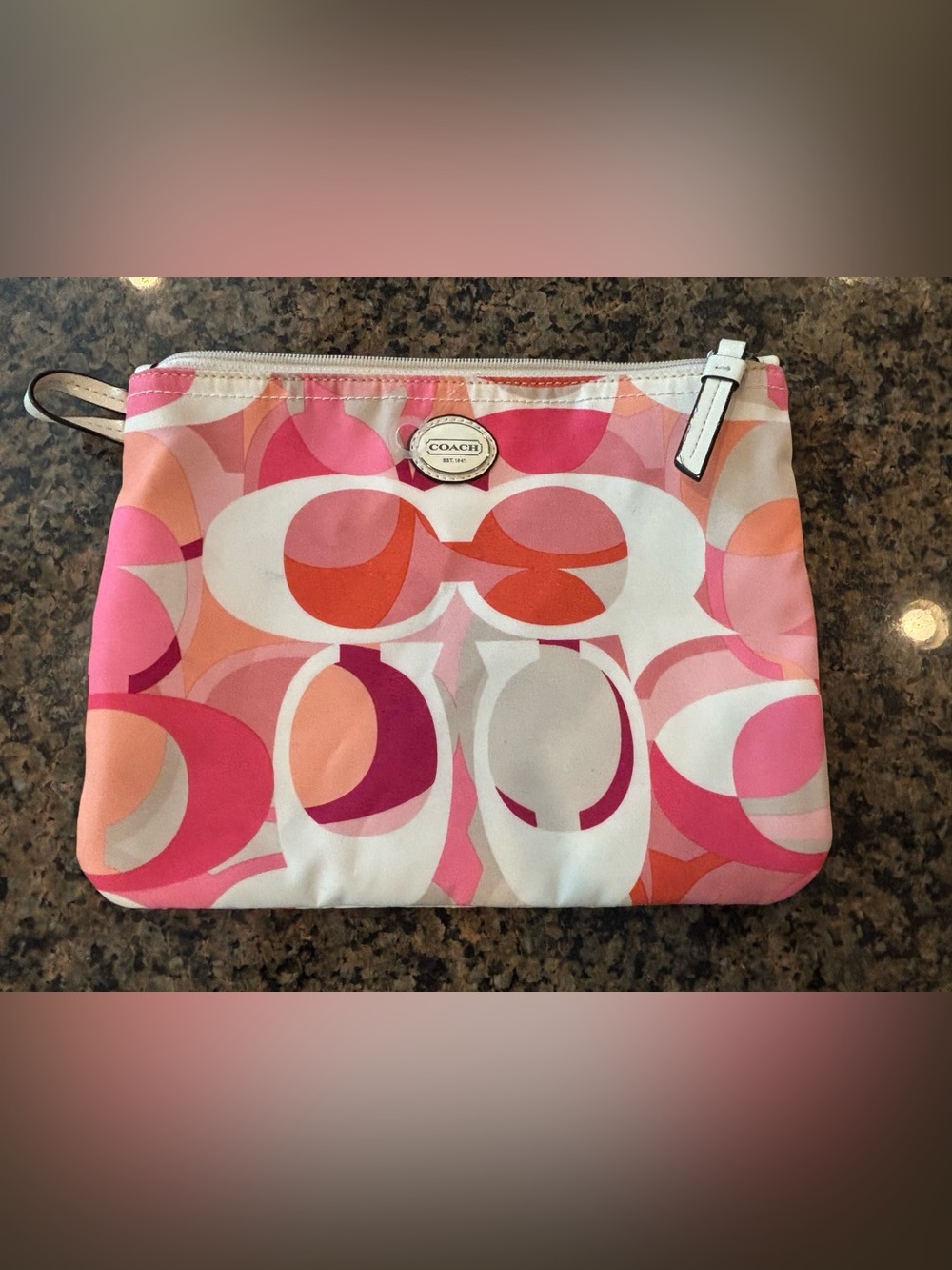 Coach Pink Signature Satin Accessory Daisy Kaleidoscope Pouch Y2K Vintage